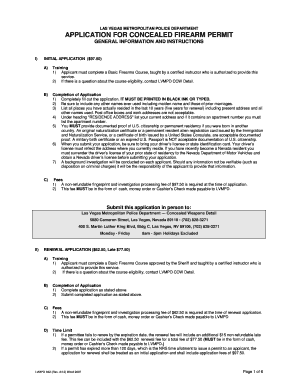 Nevada Concealed Firearm Permit Application