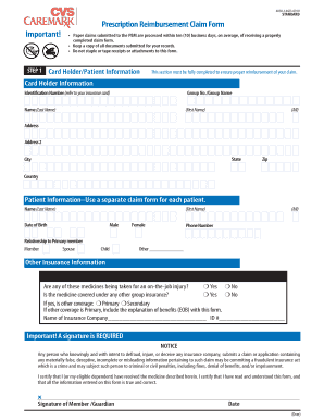 Prescription Reimbursement Claim Form