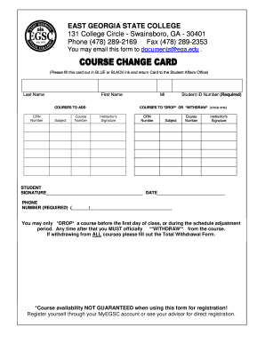 East Georgia State College Course Add Drop Form