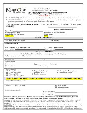 Prior Authorization Fax Form