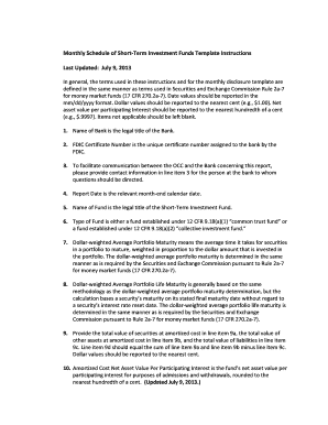 Monthly Schedule of Short-Term Investment Funds Template ... - occ