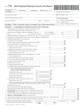 Virginia Fiduciary Income Tax Return Form 770