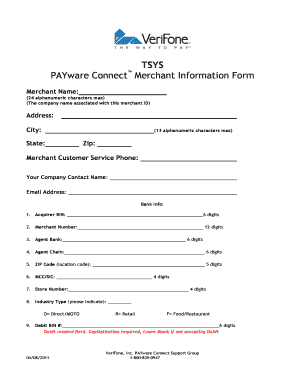 TSYS PAYware Connect Merchant Information Form
