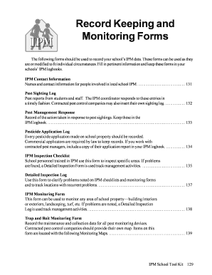 IPM Record Keeping and Monitoring Forms