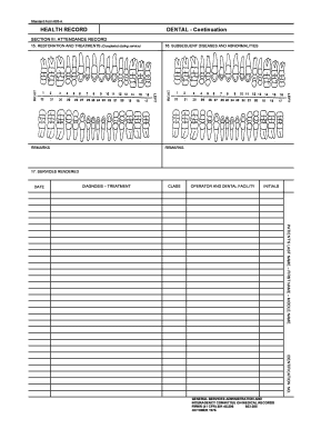 Dental Health Record Continuation Form