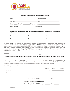 Online Home Banking Request Form