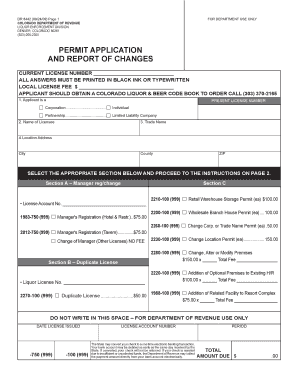 Colorado Liquor Permit Application