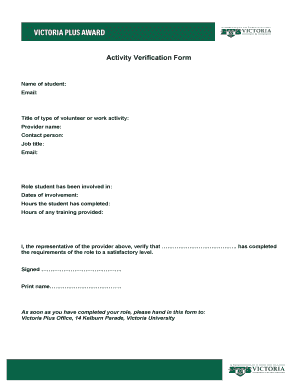 Activity Verification Form