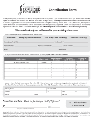 Washington State Combined Fund Drive Contribution Form