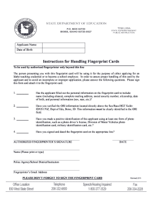 Idaho Fingerprint Card Authorization Form