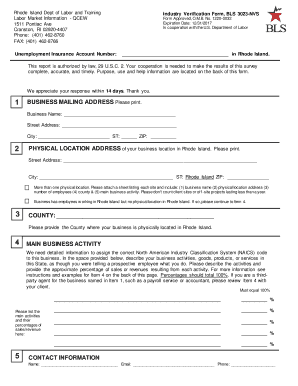 Rhode Island Industry Verification Form