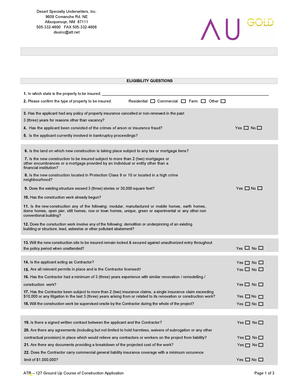 Ground Up Course of Construction Application Form
