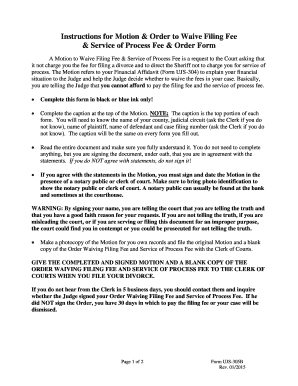 Motion to Waive Filing Fee & Service of Process Fee
