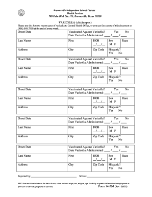 Varicella Reporting Form