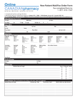 New Patient Mail/Fax Order Form