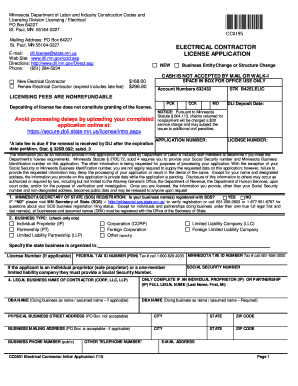 Minnesota Electrical Contractor License Application