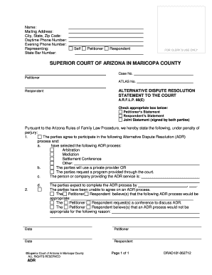 Arizona Alternative Dispute Resolution Statement