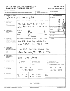 Texas Campaign Finance Report Form SPAC