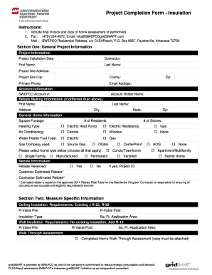 Project Completion Form - Insulation Rebate