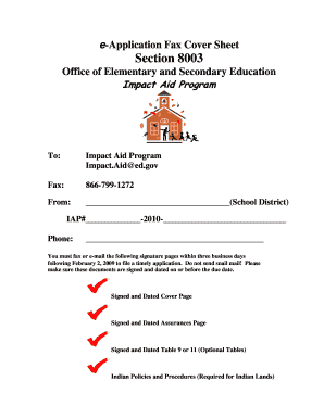 Impact Aid Program Fax Cover Sheet