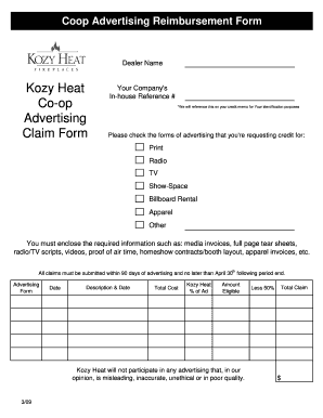 Coop Advertising Reimbursement Form