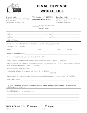 Express Issue Whole Life Insurance Application