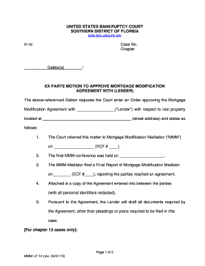 Motion to Approve Mortgage Modification Agreement