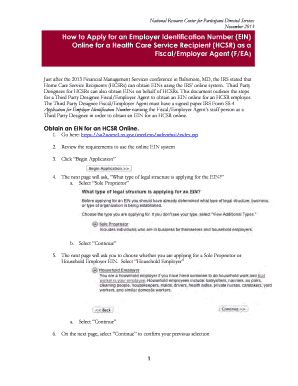 IRS EIN Application for Health Care Service Recipients