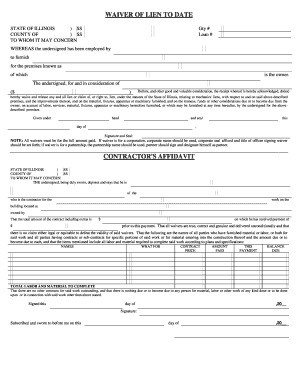 Illinois Waiver of Lien and Contractor's Affidavit