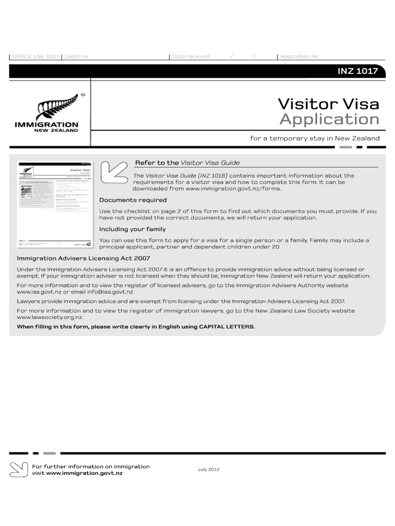 immigration nz form 1017 Preview on Page 1.