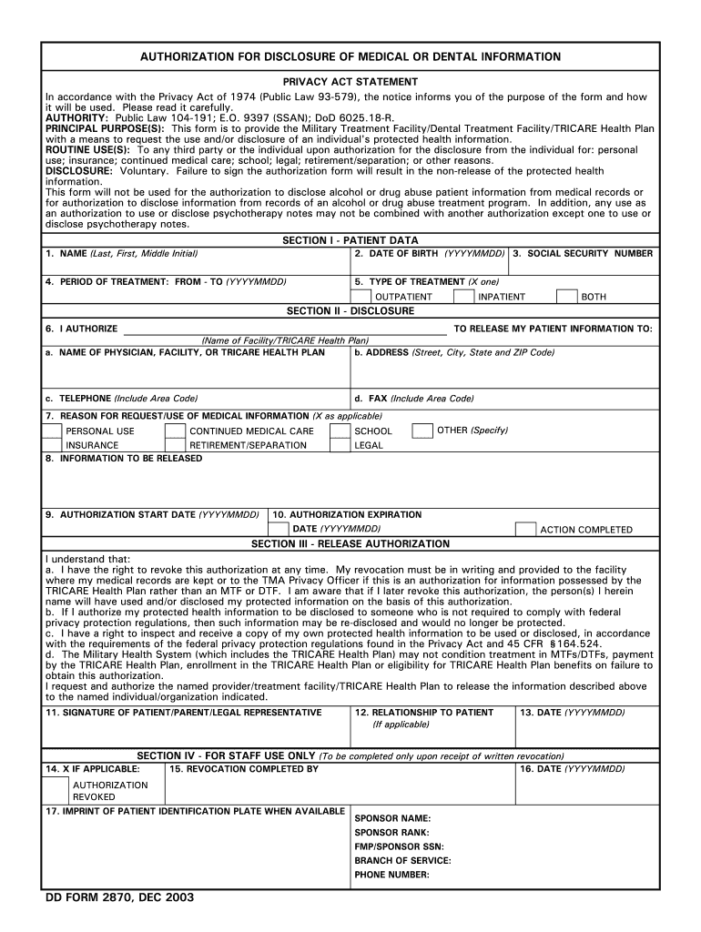 dd form 2870 Preview on Page 1.
