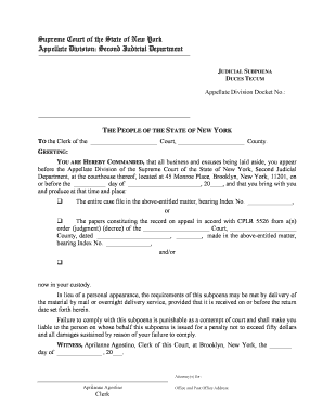New York Judicial Subpoena Duces Tecum