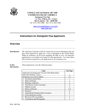 Instructions for Immigrant Visa Applicants - photos state