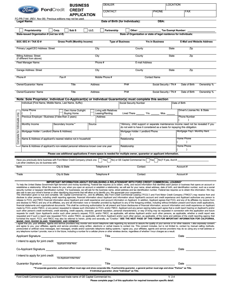Ford Business Credit Application - Fill Online, Printable, Fillable
