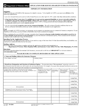 Application for Service-Disabled Veterans Insurance