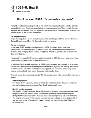 IRS Form 1099-R Box 5 Explanation