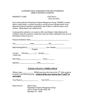 Authorization Agreement for Direct Deposit Payments