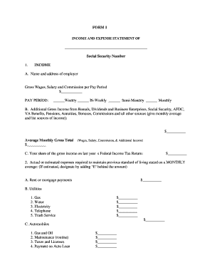 Missouri Income and Expense Statement
