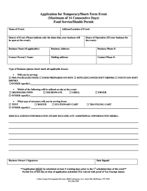 Temporary Food Service Permit Application