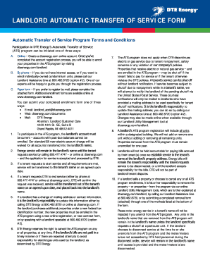 DTE Energy Landlord Automatic Transfer of Service Form