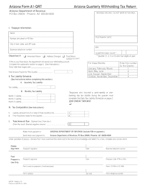 Arizona Quarterly Withholding Tax Return