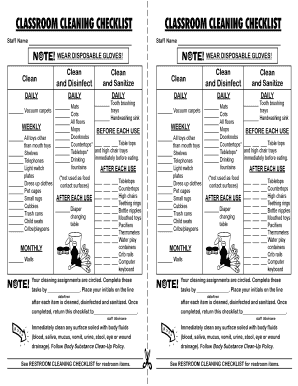 Classroom Cleaning Checklist