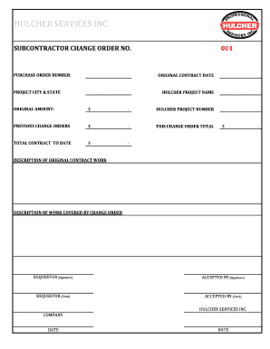 Subcontractor Change Order Form