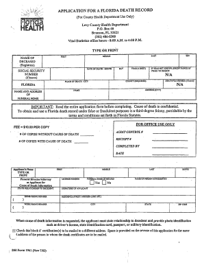 Medical certificate of death bc pdf - Application for Death Certificate - Levy County Health Department