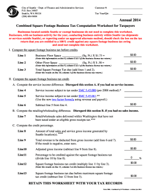 Seattle Business Tax Computation Worksheet