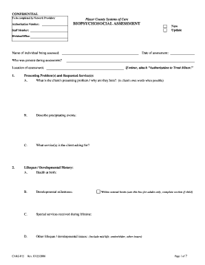 Biopsychosocial Assessment Form