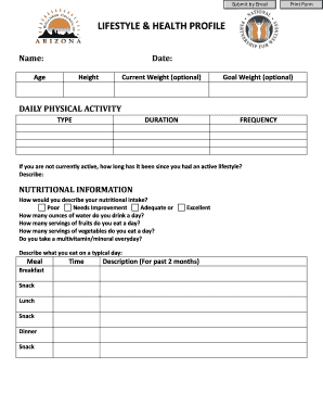 Lifestyle and Health Profile Form