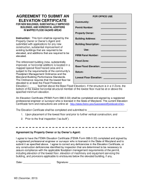 Agreement to Submit Elevation Certificate