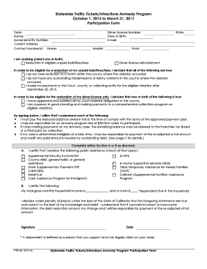 California Traffic Tickets Amnesty Participation Form