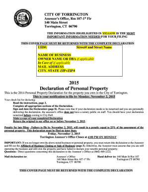 2015 Connecticut Personal Property Declaration